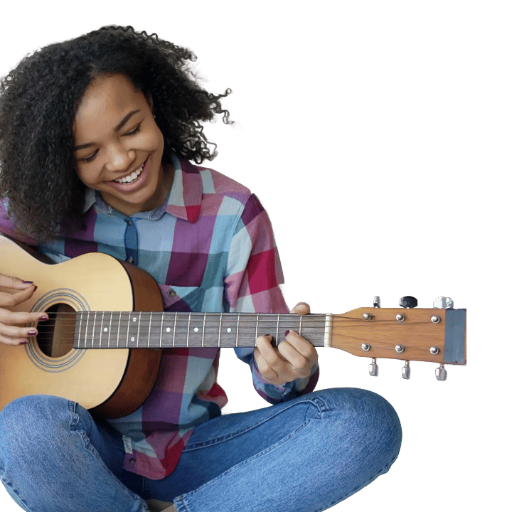 A girl playing a guitar